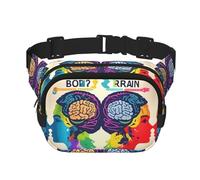 Sac banane pour femme avec imprimé cerveau gauche et droit - Sac banane quotidien pour voyage, course à pied, chasse pour adulte, noir, One Size