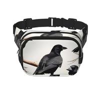 Sac banane pour femme avec imprimé corbeau noir sur une branche pour le voyage, la course à pied, la chasse pour adultes, noir, One Size