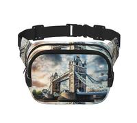 Sac banane pour femme avec imprimé historique Old Tower Bridge de Londres, sac banane tendance pour voyage, course à pied, noir, One Size