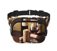 Sac banane pour femme avec imprimé liège de vin pour le quotidien, le voyage, la course à pied, la chasse pour adultes, noir, One Size