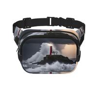 Sac banane pour femme avec imprimé Lighthouse In Storm pour le quotidien, le voyage, la course à pied, la chasse pour adultes, noir, One Size