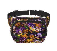 Sac banane pour femme avec imprimé Pansy Perfection pour le quotidien, le voyage, la course à pied, la chasse pour adultes, noir, One Size