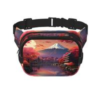 Sac banane pour femme avec imprimé paysage japonais Mount Fuji pour le quotidien, le voyage, la course à pied, la chasse pour adultes, noir, One Size
