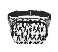 Sac banane pour femme avec imprimé silhouettes d'arts martiaux pour le quotidien, le voyage, la course à pied, la chasse pour adultes, noir, One Size