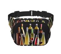 Sac banane pour femme avec imprimé verres à cocktail et bouteilles de vin pour tous les jours, sac banane pour voyage, course à pied, chasse pour adulte, noir, One Size