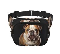 Sac banane pour femme avec motif bulldog anglais, imperméable, réglable, sac banane tendance et décontracté, pour la course à pied, l'entraînement, la randonnée, les voyages, noir, taille unique, Noir