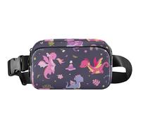 Sac banane pour femme avec motif floral et dragon violet, sac à main imperméable à la taille, motif floral dragon violet, 20,3 x 13,5 x 5,8 cm, drôle mignon, dragon floral violet, 20,3 x 13,5 x 5,8 cm