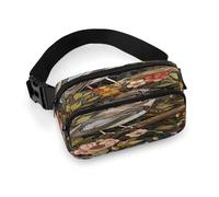 Sac banane pour femme avec oiseau perché sur une branche - Étanche - Réglable - Tendance - Décontracté - Pour la course à pied, l'entraînement, la randonnée, les voyages