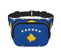 Sac banane pour femme avec sangle réglable Motif drapeau du Kosovo pour entraînement/course à pied/randonnée, Noir , Taille unique