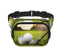 Sac banane pour femme avec sangle réglable pour entraînement/course à pied/randonnée Motif balle de golf, Noir , Taille unique