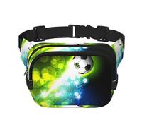 Sac banane pour femme avec sangle réglable pour entraînement/course à pied/randonnée Motif ballon de football, Noir , Taille unique