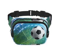 Sac banane pour femme avec sangle réglable pour entraînement/course à pied/randonnée Motif ballon de football, Noir , Taille unique
