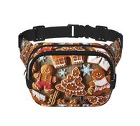 Sac banane pour femme avec sangle réglable pour entraînement/course à pied/randonnée Motif biscuits en pain d'épice, Noir , Taille unique