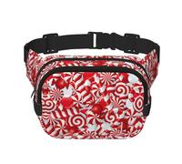 Sac banane pour femme avec sangle réglable pour entraînement/course à pied/randonnée Motif canne à sucre d'orge, Noir , Taille unique