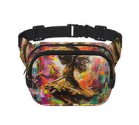 Sac banane pour femme avec sangle réglable pour entraînement/course à pied/randonnée Motif danse avec musique, Noir , Taille unique