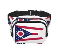 Sac banane pour femme avec sangle réglable pour entraînement/course à pied/randonnée Motif drapeau de l'État de l'Ohio, Noir , Taille unique