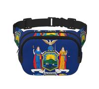Sac banane pour femme avec sangle réglable pour entraînement/course à pied/randonnée Motif drapeau de l'État de New York, Noir , Taille unique