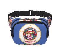 Sac banane pour femme avec sangle réglable pour entraînement/course à pied/randonnée Motif drapeau de l'État du Minnesota, Noir , Taille unique