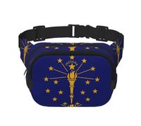 Sac banane pour femme avec sangle réglable pour entraînement/course à pied/randonnée Motif drapeau de l'État de l'Indiana, Noir , Taille unique