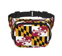 Sac banane pour femme avec sangle réglable pour entraînement/course à pied/randonnée Motif drapeau de l'État du Maryland, Noir , Taille unique