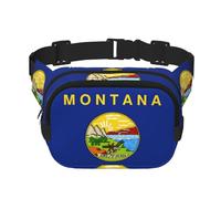 Sac banane pour femme avec sangle réglable pour entraînement/course à pied/randonnée Motif drapeau de l'État du Montana, Noir , Taille unique