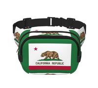 Sac banane pour femme avec sangle réglable pour entraînement/course à pied/randonnée Motif drapeau de l'État de Californie, Noir , Taille unique