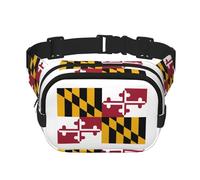 Sac banane pour femme avec sangle réglable pour entraînement/course à pied/randonnée Motif drapeau de l'État du Maryland, Noir , Taille unique
