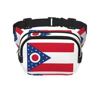 Sac banane pour femme avec sangle réglable pour entraînement/course à pied/randonnée Motif drapeau de l'État de l'Ohio, Noir , Taille unique
