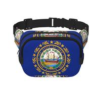 Sac banane pour femme avec sangle réglable pour entraînement/course à pied/randonnée Motif drapeau de l'État du New Hampshire, Noir , Taille unique