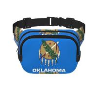 Sac banane pour femme avec sangle réglable pour entraînement/course à pied/randonnée Motif drapeau de l'État de l'Oklahoma, Noir , Taille unique