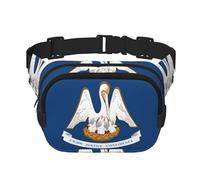 Sac banane pour femme avec sangle réglable pour entraînement/course à pied/randonnée Motif drapeau de l'État de Louisiane, Noir , Taille unique