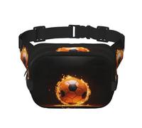 Sac banane pour femme avec sangle réglable pour entraînement/course à pied/randonnée Motif football, Noir , Taille unique