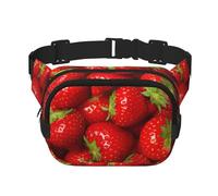 Sac banane pour femme avec sangle réglable pour entraînement/course à pied/randonnée Motif fraises Rouge, Noir , Taille unique