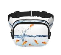 Sac banane pour femme avec sangle réglable pour entraînement/course à pied/randonnée Motif poisson dans l'eau, Noir , Taille unique