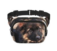 Sac banane pour femme avec sangle réglable pour entraînement/course/randonnée Motif chiot berger allemand, Noir , Taille unique