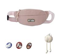 Sac banane pour femme avec sangle réglable - Sac de poitrine avec lettre - Style japonais - Joli sac banane, rose, Style 03