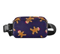 Sac banane pour femme en pain d'épice ludique bleu marine, sac de ceinture antivol mignon, sac de voyage étanche, motif pain d'épices, bleu marine, 20,3 x 13,5 x 5,8 cm, drôle mignon, amusant en pain