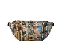 Sac banane pour femme et homme avec imprimé Tram Lisbonne, grand sac banane pour randonnée, voyage, sac banane facile à transporter