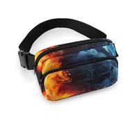 Sac banane pour femme et homme - Sac banane étanche - Motif montagnes enneigées - Sac banane pour téléphone, Palets et feu, 20x13cm, Art Déco