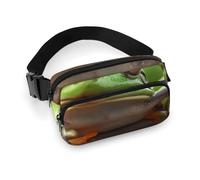 Sac banane pour femme et homme - Sac banane hawaïen en forme de montgolfière étanche pour téléphone portable, Funny Frogs, 20x13cm, Art Déco