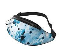 Sac banane pour femme - Grand sac à bandoulière tendance - Golden Retriever et fleurs - Sac banane pour voyage, Patte de chien Bleu, Taille unique