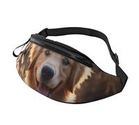 Sac banane pour femme - Grand sac à bandoulière tendance - Golden Retriever et fleurs - Sac banane pour voyage, Golden Retriever et fleurs, Taille unique