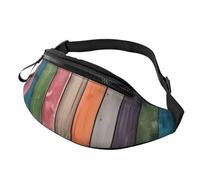 Sac banane pour femme - Grand sac à bandoulière tendance - Motif cœur coloré - Pour voyage, Planche en bois colorée, Taille unique