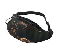 Sac banane pour femme - Grand sac à bandoulière tendance - Motif écureuil mangeur de noix - Sac banane pour voyage, Élan dans la prairie, Taille unique