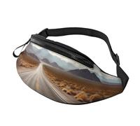 Sac banane pour femme - Grand sac à bandoulière tendance - Motif empreintes de pattes de chien - Sac banane pour voyage, Autoroute du paysage du désert, Taille unique