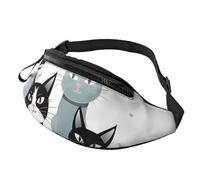 Sac banane pour femme - Grand sac à bandoulière tendance - Motif géométrique noir et doré - Pour voyage, Chats noirs et blancs., Taille unique