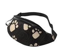 Sac banane pour femme - Grand sac à bandoulière tendance - Motif géométrique noir et doré - Pour voyage, Imprimé pattes d'ours, Taille unique