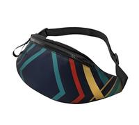 Sac banane pour femme - Grand sac à bandoulière tendance - Motif géométrique noir et doré - Pour voyage, Rayures géométriques abstraites, Taille unique