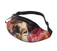 Sac banane pour femme - Grand sac à bandoulière tendance - Motif pattes lumineuses - Pour voyage, Girafe portant des lunettes de soleil, Taille unique