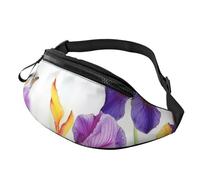 Sac banane pour femme - Grand sac à bandoulière tendance - Motif tartan à carreaux - Pour voyage, Iris Fleur Papillon, Taille unique